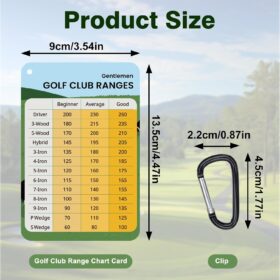 Golf Distance Tracker Cards (2-Pack) – Waterproof Range Finder Chart & Yardage Guide with Carabiner Clip – Golf Game Analyzer & Club Selection Reference for Beginners & Pros