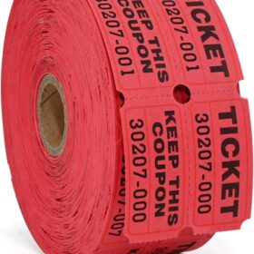 L LIKED 2000-Count Double Roll Raffle Tickets – 1000 Pairs of 2"x2" Red Perforated Event, Carnival, and Prize Drawing Tickets with Consecutive Numbering