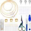 Mudder 53-Piece Premium Embroidery Starter Kit – All-in-One Cross Stitch Set with Bamboo Hoops, Scissors, Needles, and Sewing Accessories (Blue)