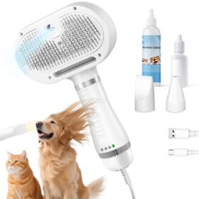 5-in-1 Cat Steam Brush with 600W Pet Dryer, Steam Grooming & Self-Cleaning Shedding Comb for Dogs & Cats