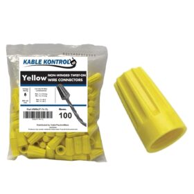 Kable Kontrol 100-Pack Yellow Twist-On Wire Connectors – Non-Winged Wire Nuts for Electrical Wiring (20-12 AWG)