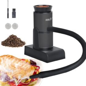 BORUIT Portable Cocktail Smoker Gun - Cold Smoke Infuser Kit with Wood Chips for BBQ, Meats, Cheese & Drinks - Handheld Food Smoker (Black)