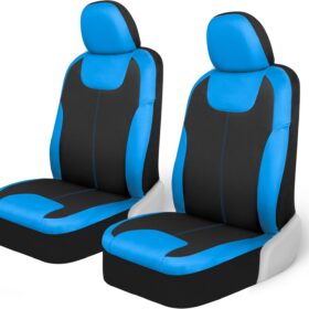 Motor Trend Neoprene Waterproof Car Seat Covers – Blue/Black Front Bucket Seat Protectors with Removable Headrests – Universal Fit for Trucks, SUVs, and Vans