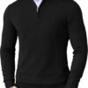 COOFANDY Men's Slim Fit Quarter-Zip Pullover - Lightweight Mock Neck Sweater