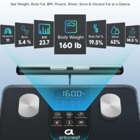 Arboleaf Smart Scale for Body Weight Fat - 8-Electrode Bluetooth Scale with Segmental Analysis, BMI, Muscle & Body Water Monitor
