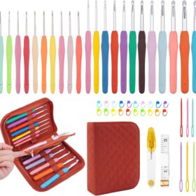BsHooker Crochet Hooks Set with Case – 22pc Ergonomic Kit for Arthritis, Beginners & Travel