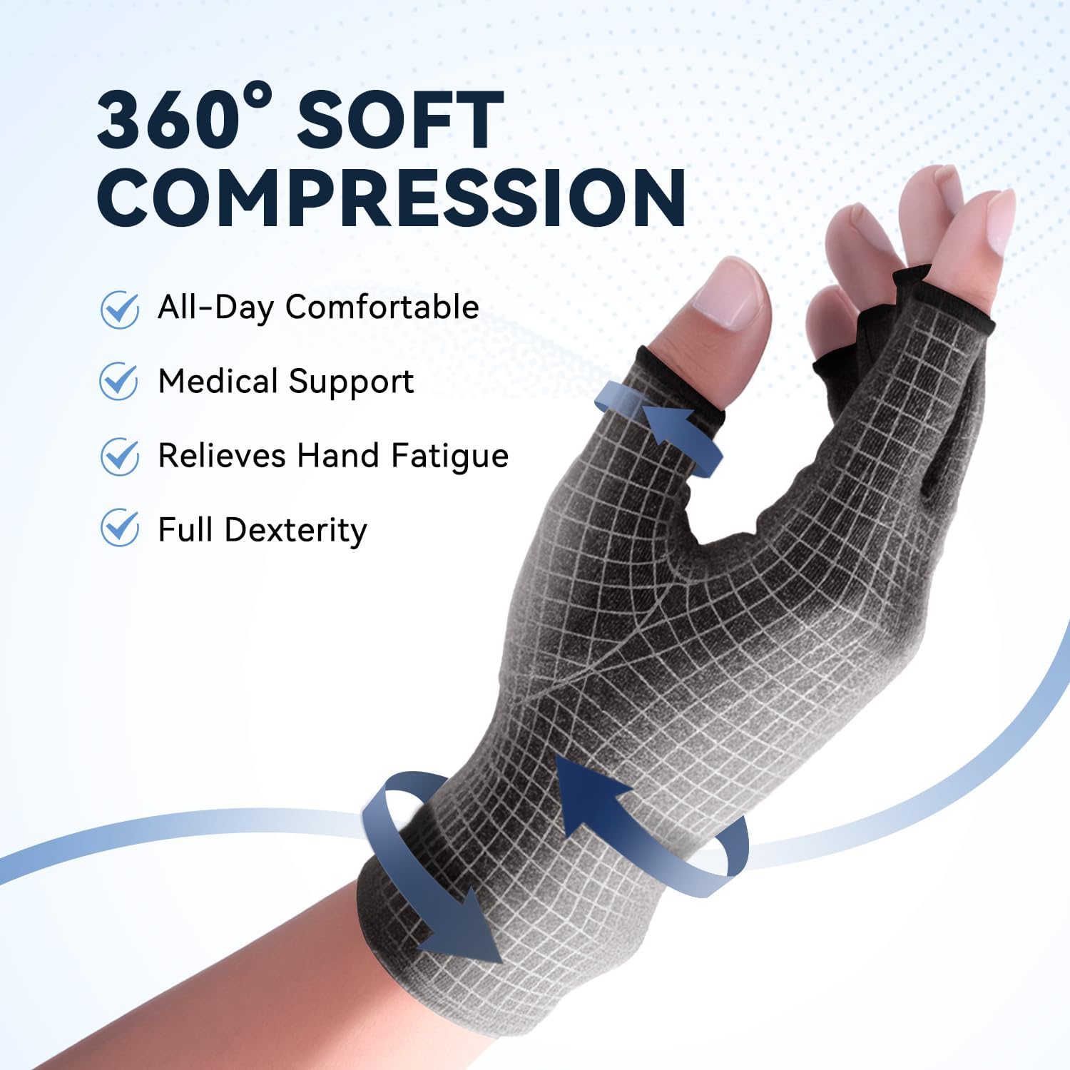 Duerer Arthritis Compression Gloves – Relief for Carpal Tunnel, Rheumatoid Arthritis & Tendonitis – Open Finger Design for Men & Women