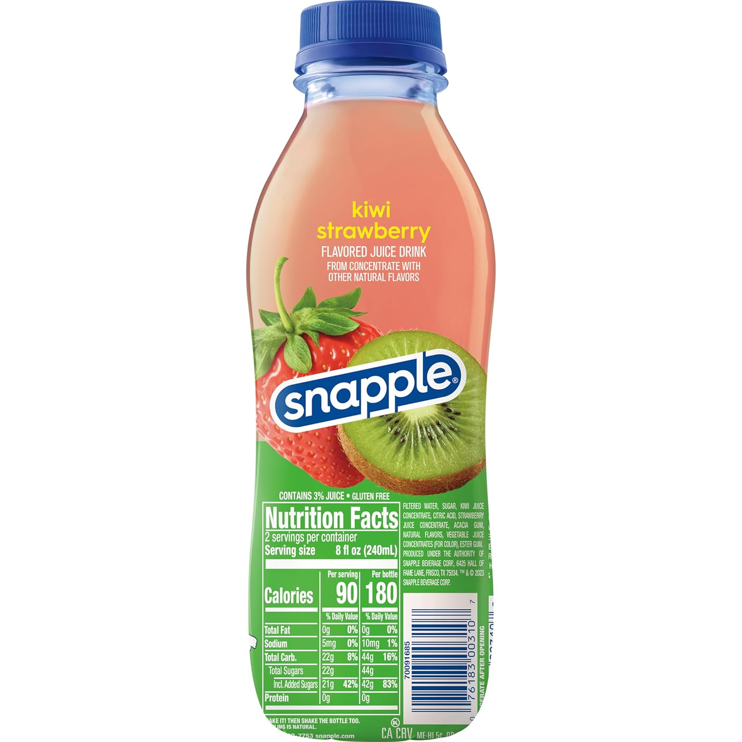 Snapple Kiwi Strawberry Juice Drink – 16 Fl Oz Bottles (Pack of 12) – Made with Real Juice, No Artificial Sweeteners, Eco-Friendly Packaging