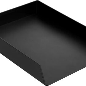Amazon Basics 2-Pack Black Plastic Letter Tray Stackable Desktop Organizer