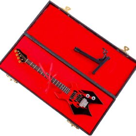 Handcrafted Wooden Miniature Electric Bass Guitar Replica with Display Stand & Case - 7.87" Musical Collectible Figurine & Home Decor