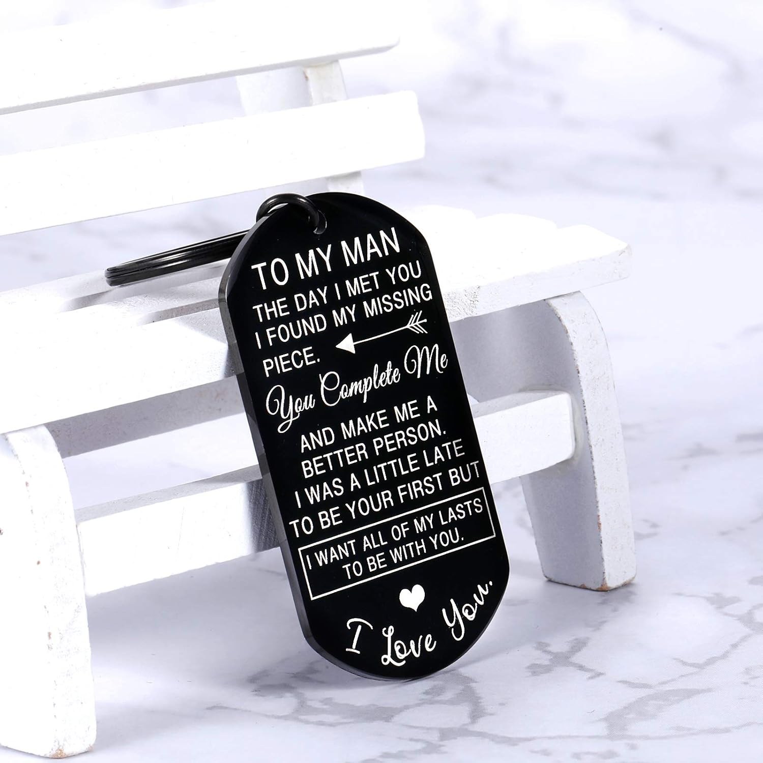 Personalized Husband Keychain – 'To My Man' Stainless Steel Engraved Gift for Him