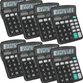 8-Pack Desktop Calculators with Large LCD Display - 12-Digit Solar & Battery Dual Power Office Calculators with Sensitive Big Buttons for School, Home, and Business