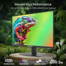 Sceptre E248W-FW100T 24-inch Gaming Monitor - 100Hz Refresh Rate, Frameless Design, 2 HDMI & 1 DisplayPort, Built-in Speakers, Machine Black 2026 Model