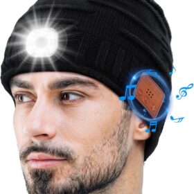 ZOOI LED Light Up Beanie Hat with Bluetooth Speakers - Unique Tech Gift for Men, Dad, Boyfriend & Husband