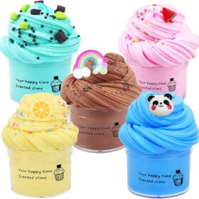 Butter Slime Kit for Kids - 5 Pack DIY Stress Relief Toy with Charms, Non-Sticky Soft Scented Putty, Party Favors & Classroom Gifts for Boys & Girls