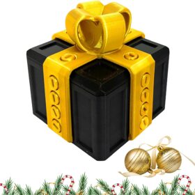 PUEEZOC Puzzle Prank Gift Box - Hard to Open 3D Printed Gag Container with Screws - Fun & Annoying Birthday Present Storage for Adults & Friends (Black Gold)