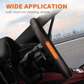 HOTOR Premium Leather Steering Wheel Cover – Anti-Slip, Universal Fit 14.5-15 inch – Durable Car Interior Protection