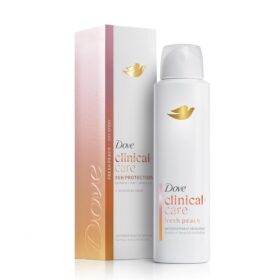 Dove Clinical + Care Antiperspirant Deodorant Dry Spray - Fresh Peach with Nourishing Serum - 96 Hour Sweat Protection for Women, 3.8 oz