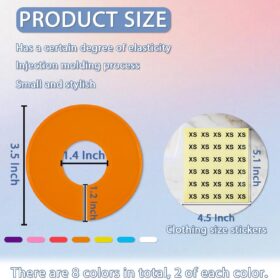 16-Pack Plastic Closet Dividers with Size Labels – Round Clothes Organization Rack Tags for Baby & Adult (240 Total Stickers)