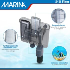 Marina S10 Slim Power Filter for Aquariums – Quiet Submersible Motor with Adjustable Flow & Ceramitek Filtration