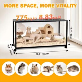 Chew-Proof Metal Hamster Cage – 360° View Stackable Small Animal Habitat with Top Access for Syrian Hamsters, Gerbils & Mice