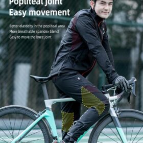 ROCKBROS Men's Thermal Cycling Pants – Windproof fleece lined Winter Bike Tights with Ergonomic Pad for Road and Mountain Biking