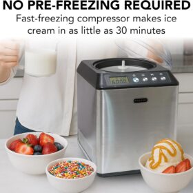 Whynter ICM-201SB 2.1 Qt. Stainless Steel Automatic Ice Cream Maker with Built-In Compressor – No Pre-Freezing Required, Digital LCD Timer