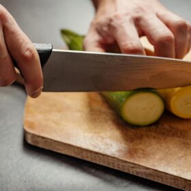 Mercer Culinary M22608 Millennia 8-Inch Chef's Knife with Ergonomic Black Handle - High-Carbon Professional Kitchen Cutlery