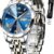 OLEVS Luxury Diamond Analog Watch for Men – Two-Tone Stainless Steel Business Dress Wristwatch with Blue Dial, Luminous Hands, and Date Display