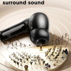 Wireless Earbuds Bluetooth 5.3, Hi-Fi Stereo Sound with 48H Playtime, IPX7 Waterproof Sports In-Ear Headphones with LED Display, Touch Control & Mic for iPhone, Android (Black)