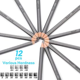 Dyvicl Professional Sketching Pencil Set – 12-Pack Graphite Drawing Pencils (10B to 6H) for Sketching, Shading & Art