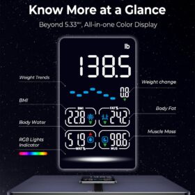 Ovutek Smart Body Composition Scale – Highly Accurate Digital Bathroom Weight Scale with BMI, Muscle Mass & Body Fat Analysis, Large Display, 450lb Capacity, Syncs with Fitness App