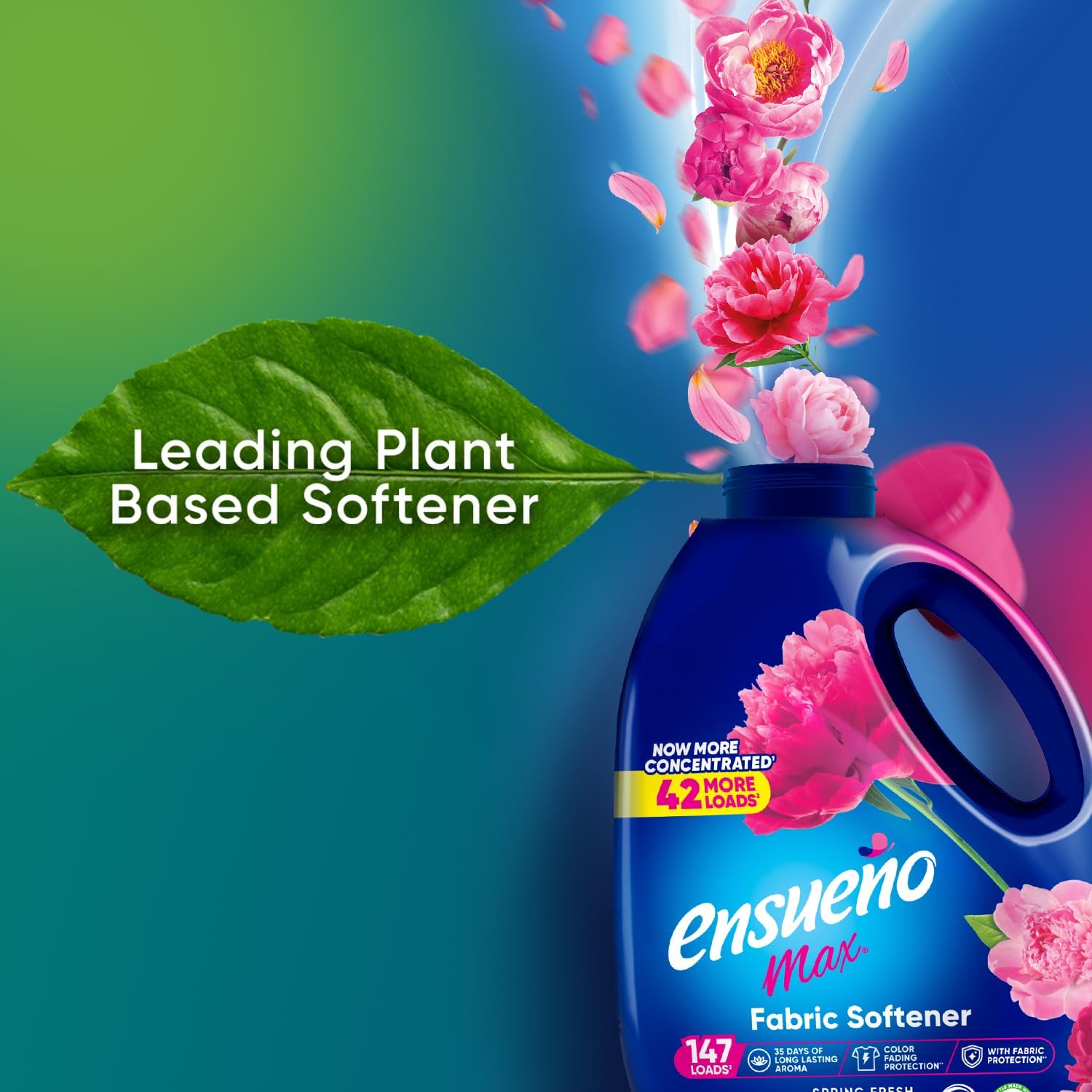 Ensueño Max Liquid Fabric Softener - 125 fl oz (147 Loads) - Ultra Spring Fresh Scent, Color Safe & Static Reducer