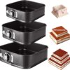 3-Piece Square Springform Pan Set – Non-Stick Carbon Steel Cake Pans with Removable Bottoms (8, 9, 10 Inch) for Cheesecake, Quiche, and Pizza