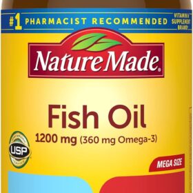 Nature Made Fish Oil 1200mg Omega-3 | 230 Softgels (115 Day Supply) | 600mg EPA & DHA for Heart Health | Wild-Caught, Purified, Gluten-Free