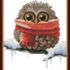 Awesocrafts Owl Scarf Cross Stitch Kit – Counted Needlework Embroidery Set for Winter & Christmas Home Decor