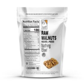 It's Just - Premium Raw California Walnuts, 20oz (1.25lb) Bag | Non-GMO, Gluten-Free, Unsalted Nut Halves & Pieces for Baking, Snacking & Keto Diets