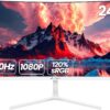 CRUA 24 Inch Curved Computer Monitor - 1920x1080 FHD Display, 100Hz Refresh Rate, 120% sRGB, Frameless Design with HDMI & VGA for Home & Office (White)