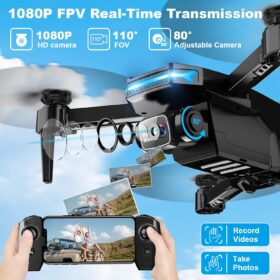 1080P HD Camera Drone for Beginners & Kids - Foldable FPV Quadcopter with Gesture Control, 3D Flip, & Extended Battery