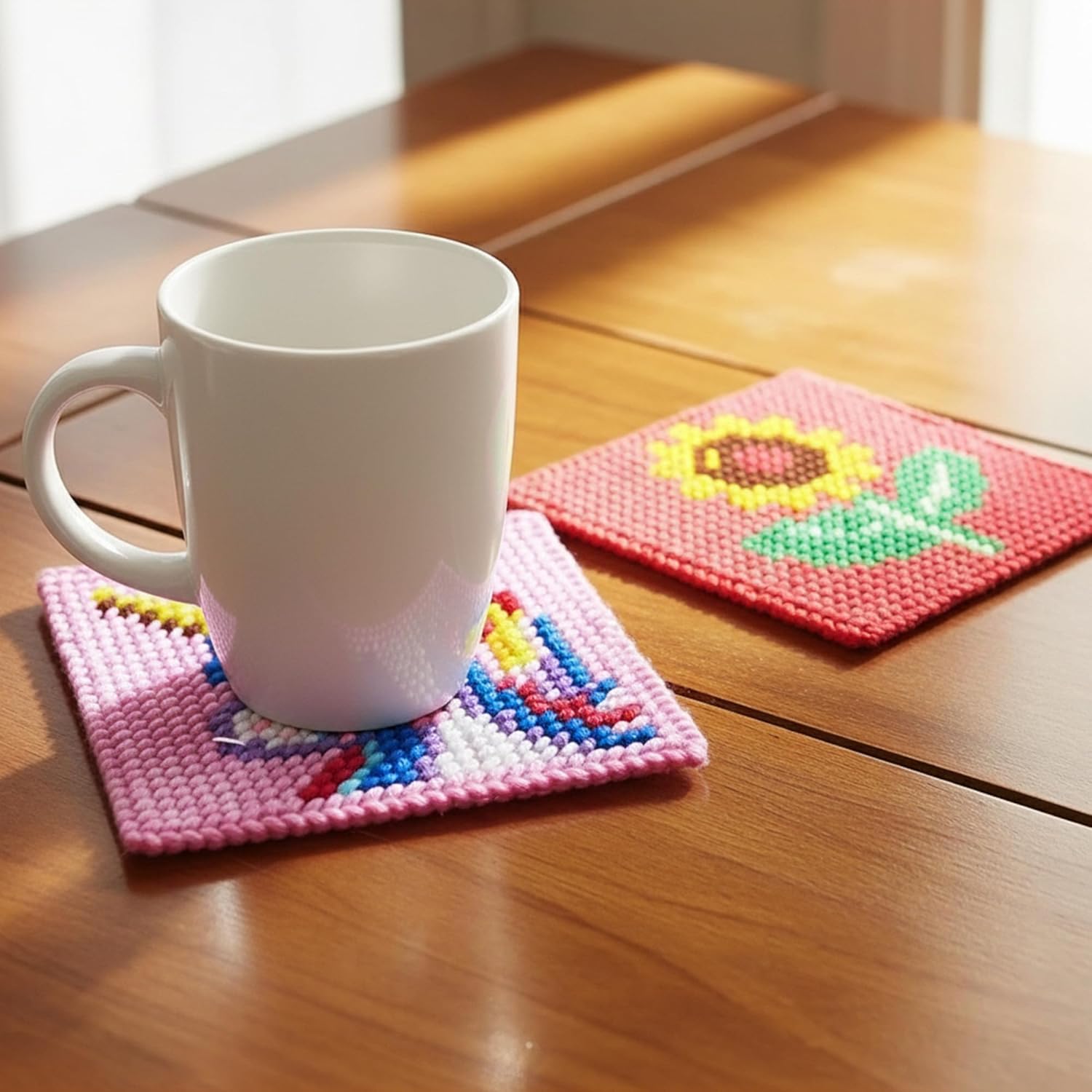 Pllieay 10-in-1 Cross Stitch Kit for Beginners & Kids – Complete DIY Plastic Needlepoint Set with 10 Patterns, Yarn & Safe Needles