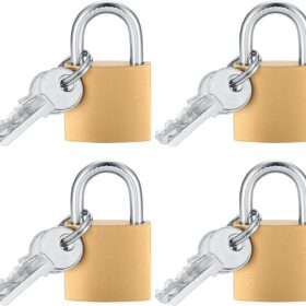 4-Pack Solid Brass Padlocks with Keyed Alike System - Heavy Duty Anti-Theft Security Locks for Gym Lockers, Toolboxes, Gates, and Storage Sheds