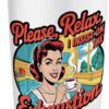 Retro Housewife Sarcastic Coffee Tumbler - 1950s Vintage Homemaker Insulated Travel Mug with Witty Exhaustion Quote