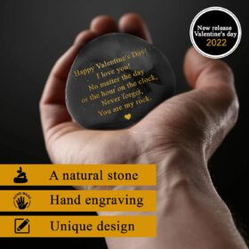 Valenti Engraved River Rock - 'You Are My Rock' Black Decorative Stone - Unique Romantic Gift for Valentine's Day, Weddings, Anniversaries & Birthdays