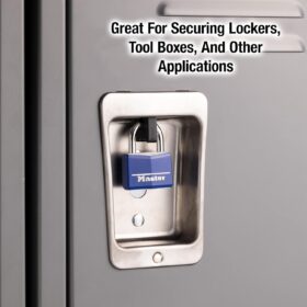 Master Lock 142DCM Blue Vinyl Covered Padlock | Indoor/Outdoor Keyed Security for Gym, School & Employee Lockers