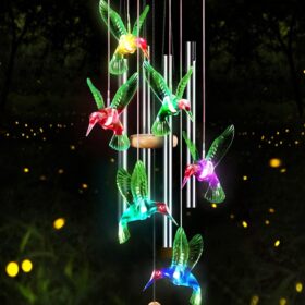 SWEETFULL Hummingbird Solar Wind Chimes - 25 Inch Color Changing LED Memorial Wind Chime with Deep Tone Aluminum Tubes for Garden, Patio & Yard Décor - Sympathy Gift for Mom, Grandma, Wife