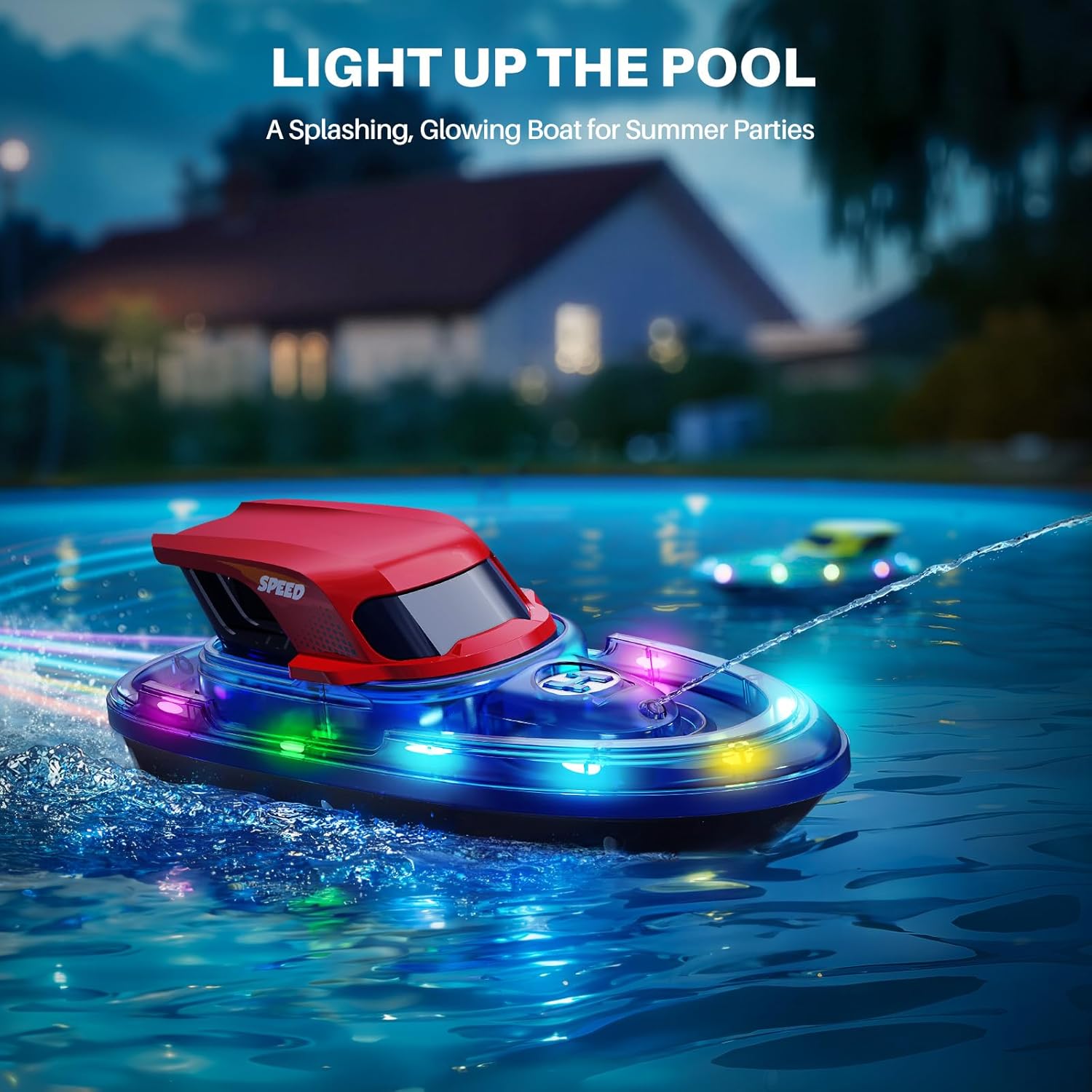 SYMA Q16 RC Boats for Kids and Adults - 2 Pack High-Speed Remote Control Boats with Water Spray & LED Lights - 40 Min Runtime, 2.4GHz Racing for Pool and Lake