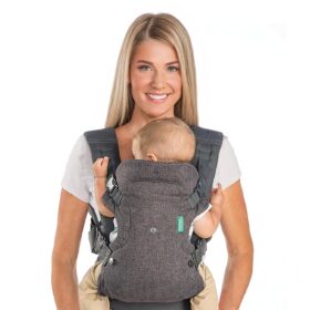Infantino Flip 4-in-1 Convertible Baby Carrier – Ergonomic, Adjustable Hip Seat for Newborn to Toddler (8-32 lbs), Gray