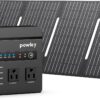Powkey 200W Portable Power Station with 40W Solar Panel Kit – 146Wh Solar Generator, Pure Sine Wave AC Outlet, Emergency Battery Backup for Camping, CPAP, and Home