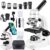 Professional Compound Microscope for Adults & Students – 40X-2000X Magnification with Dual LED Illumination, WF10x & WF25x Eyepieces, and Complete Slide Kit for Lab & Home Science