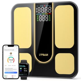 LVPIMAN Smart Scale for Body Weight - Digital Bathroom Scale with 25 Body Composition Metrics, BMI, Body Fat & Muscle Mass Tracking, 400lb Capacity, Bluetooth App Sync for iOS & Android